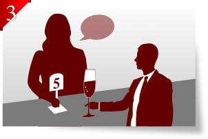 ドリンクの受け取り、フードは番号札を